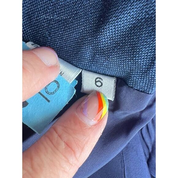 Nordstrom Point of View Women's Linen Blazer & Shorts Set Belted Navy Blue Sz 6 - Picture 8 of 12